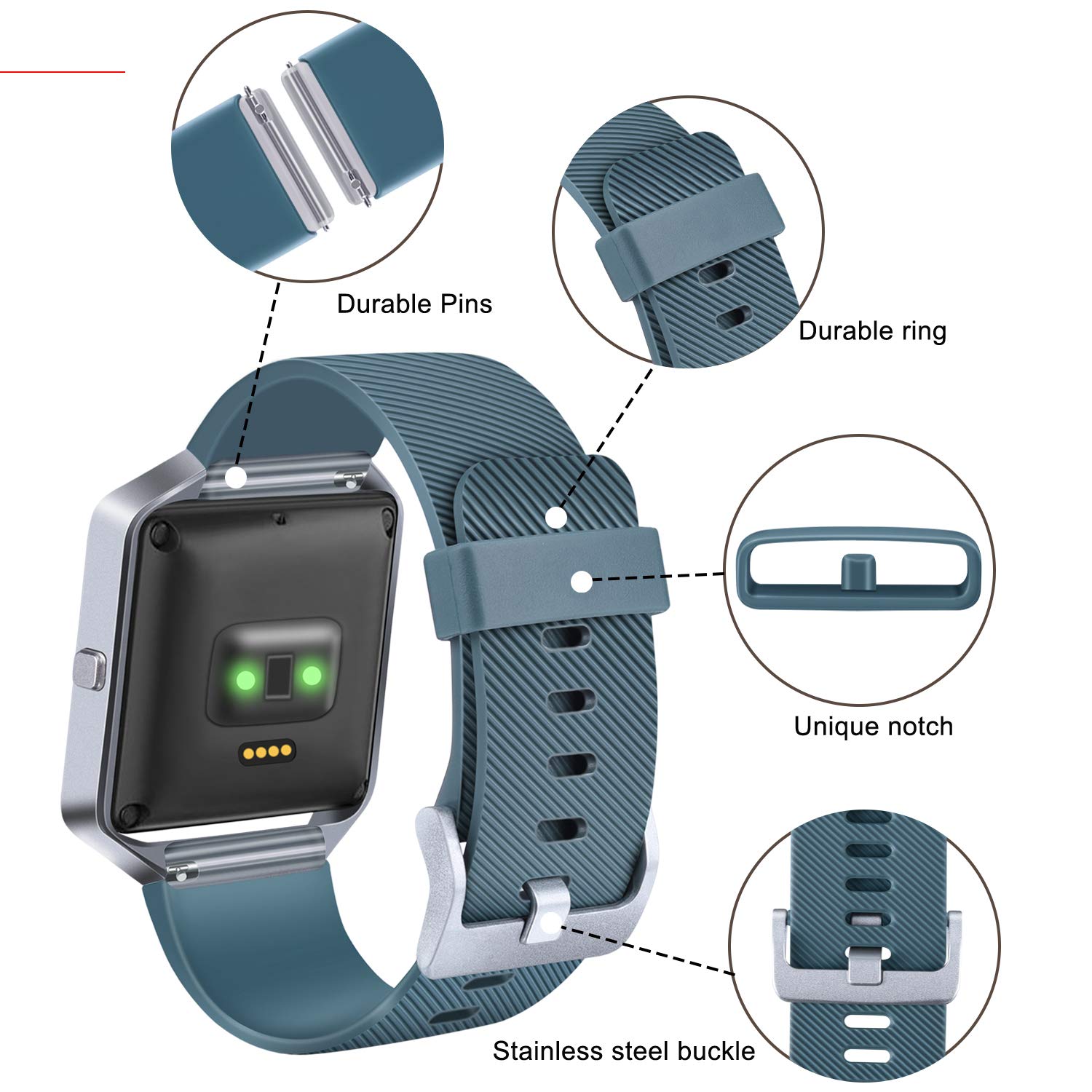 Vancle Replacement Strap compatible with Fitbit Blaze, Not Included Fitbit Blaze and Frame (Slate, L)