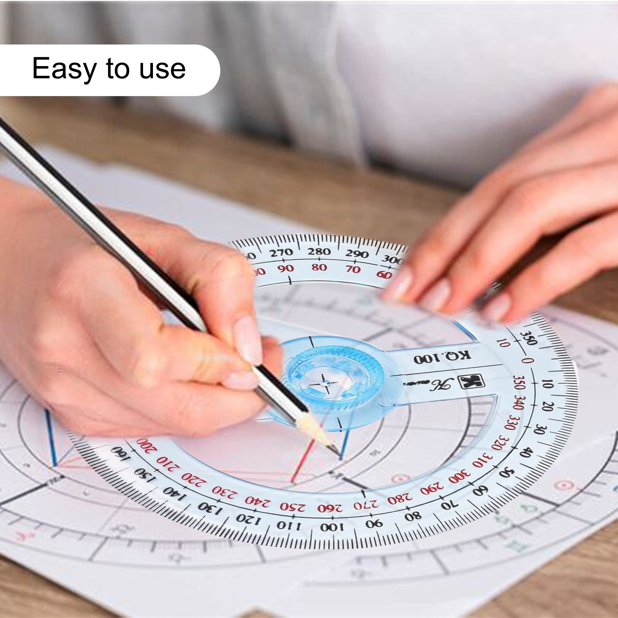 360 Degree Protractor Angle Measure 2Pcs Protractor Circle Protractor 10cm Plastic Protractor 360 Ruler Measuring Tool for Students and Children