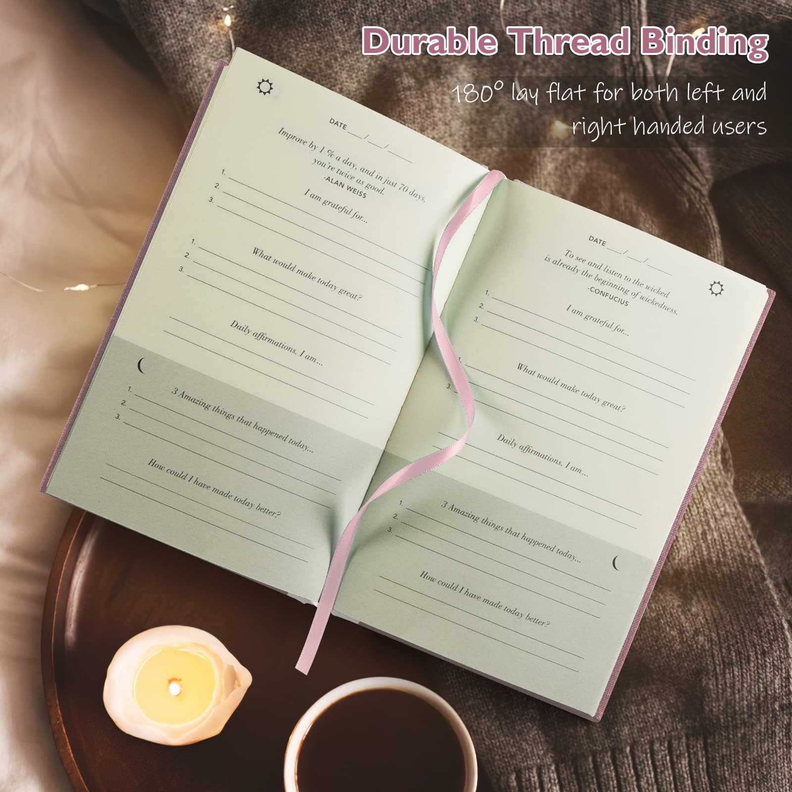 Gratitude Journal, a Few Minute Journal, Daily Gratitude Journal with Prompts for Affirmation, Happiness, Mindfulness, Positivity, Wellness, Undated Gratitude Journal for Women & Men(21.59*13.97cm)