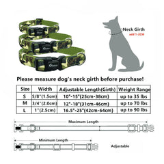 Olahibi Camouflage Printing Dog Collar,Neoprene Padded,Polyester Material,for Large Dogs(L,Camo Collar)