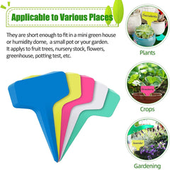 Plastic Plant Labels, 100Pcs T-Type Reusable Plant Labels Garden Markers, Waterproof Plant Tags, Seed Label, Plant Labels for Outdoor Plants Garden Seed Potted Flower (Multicolor)