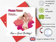 Printperfect  inchesSabrina Carpenter inches Birthday Cards for Girls, Boys, Teenagers, Women, Men For Her or Him – “Please Please Please” Bday Card - Daughter, Son, Sister, Brother, Teen, Adult