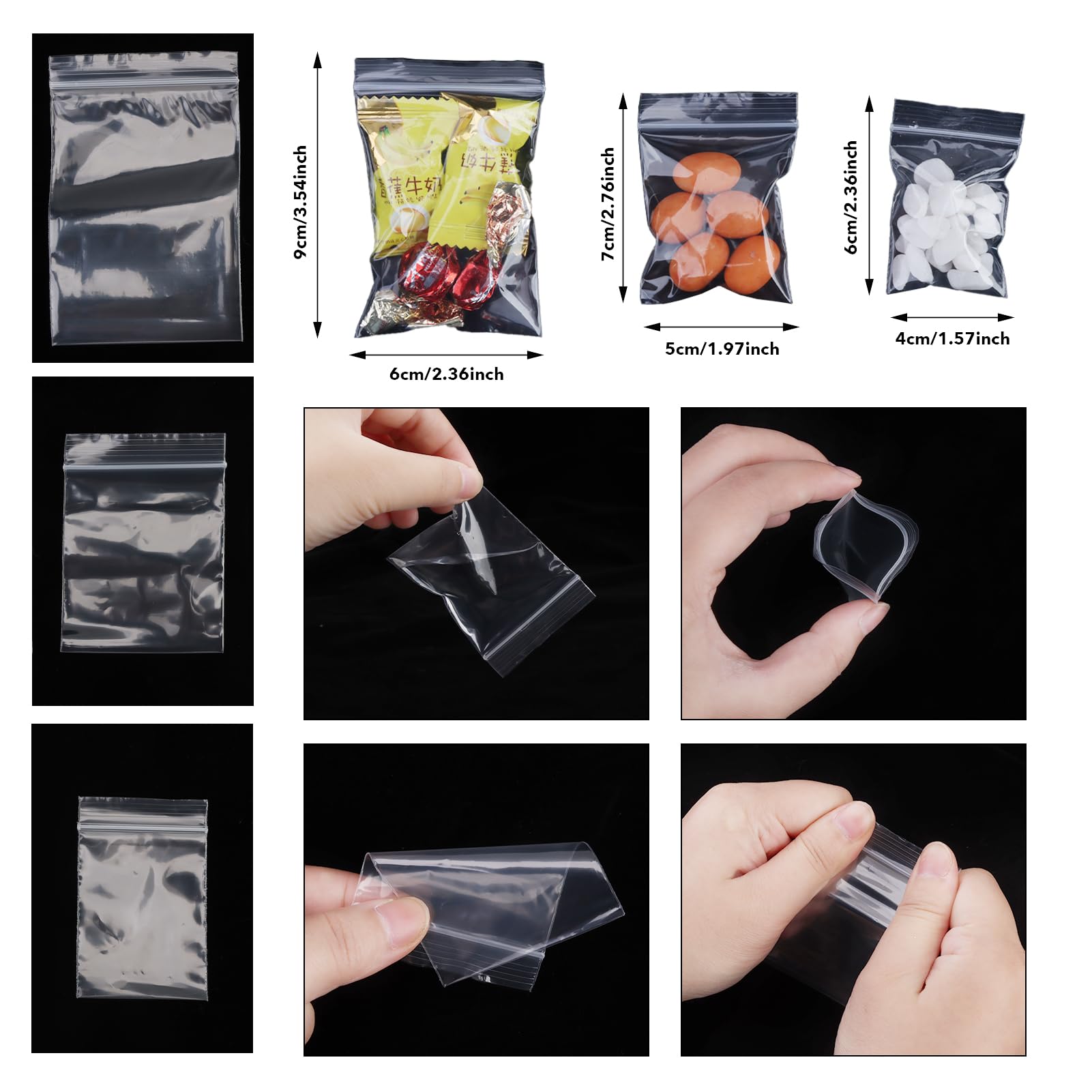 Plastic Bags 100PCS Clear Resealable Grip Seal Bag 5cm X 7cm Thick Durable Protecting Small Items Ziplock Storage Pouches for Daily Use Poly Seal Jewelry Drugs Beads Snacks Seeds Coin Cookies Sweets