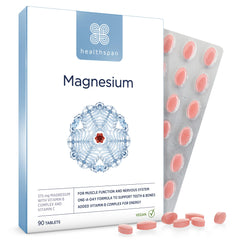 Healthspan Magnesium 375mg (90 Tablets)   Added Vitamin C & Vitamin B Complex   Promotes Immune Health   Support Your Bones, Teeth, Muscles & Nervous System   Vegan