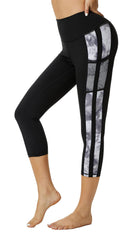 Sugar Pocket Womens Yoga Capris Running Pants Workout Legging Tummy Control with Side Pocket XL