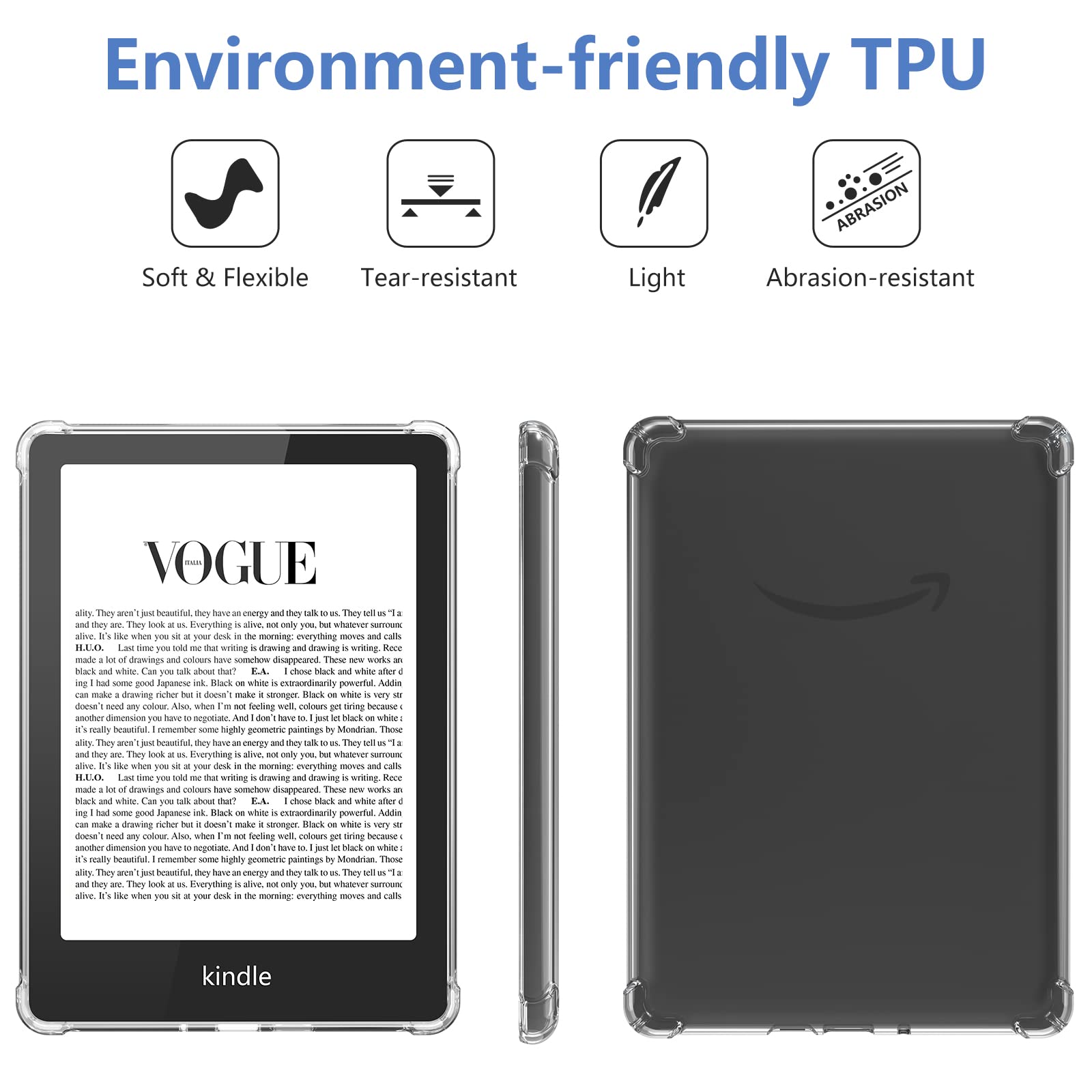 TQQ Clear Case for 6 inches Kindle (11th Generation 2022 Release), Thin Slim Soft Flexible Silicone TPU Rubber Back Cover Skin for Kindle 11 Gen 2022,Transparent