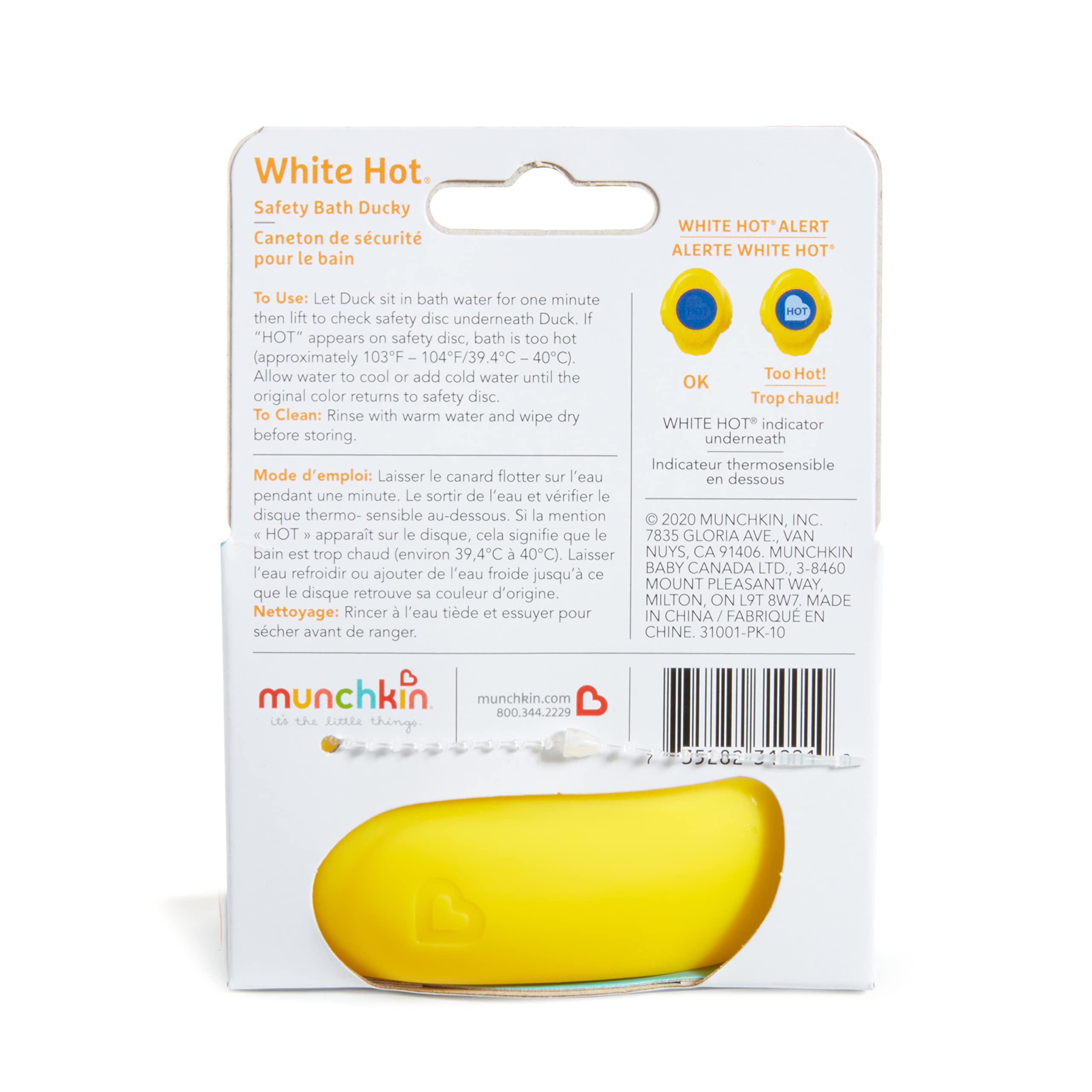 Munchkin White Hot Safety Rubber Bath Duck Toy, Pack of 1