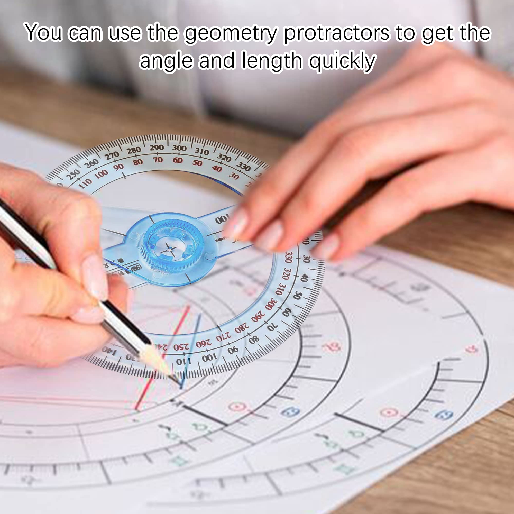 360 Degree Protractor Angle Measure 2Pcs Protractor Circle Protractor 10cm Plastic Protractor 360 Ruler Measuring Tool for Students and Children