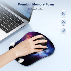 TECKNET Mouse Mat with Memory Foam Rest -Non-slip Rubber base- Special-Textured Water-Resistant Surface