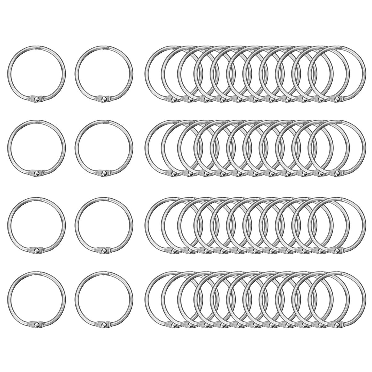 HAUTOCO 100Pcs Binder Rings, 25mm/1 Inch Loose Leaf Binder Rings, Book Rings, Metal Binding Rings for Papers, Flash Cards, Index Cards, Ring Binder, Office, School, Home