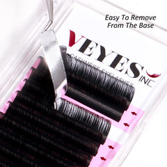 VEYES Cashmere Individual Lash Extensions 0.03 0.05 0.07 C/CC/D Curl 8-20mm Mixed & Single Length Volume Eyelashes Tray, Matte Black, Professional Supplies for Lash Techs (0.05 C 8-16mm)