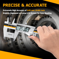 Vernier Caliper Gauge, Preciva Digital Vernier Caliper Micrometer 150mm with Clear LCD Screen, Precision Calipers Measuring Tool, Metal Measuring Gauge Stainless Steel with Inch/mm Conversion