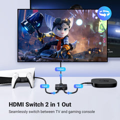 UGREEN HDMI Switch 4K@60Hz, HDMI Splitter 2 In 1 Out, Bi-directional HDMI Switcher Support HDR 3D HDCP 2.2, HDMI 2.0 Splitter Compatible with TV Box, PS5/4, Xbox, Laptop, HDTV, Projector, Monitor