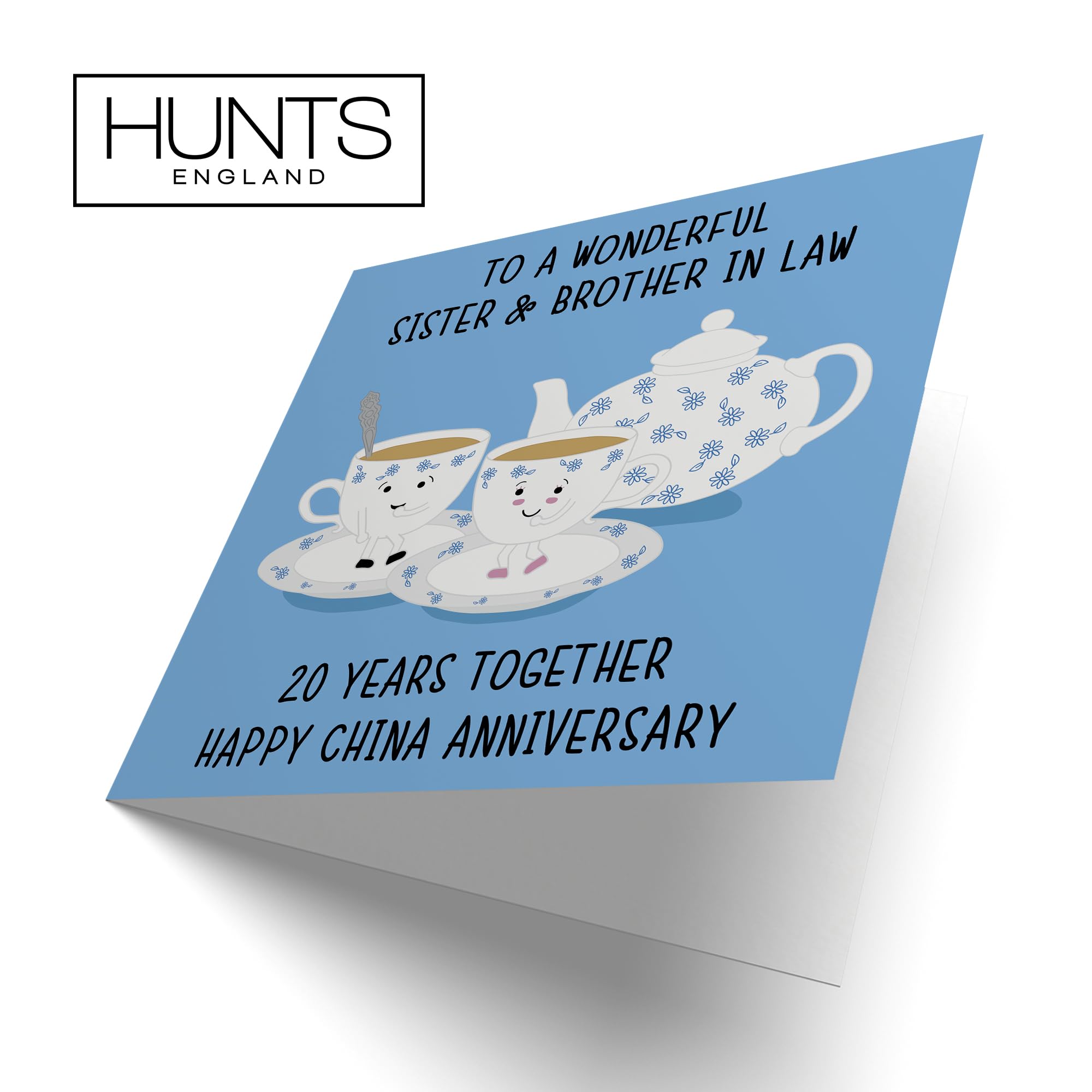 Hunts England - Sister And Brother In Law 20th Anniversary Card - To A Wonderful Sister & Brother In Law - 20 Years Together - Happy China Anniversary - Iconic Collection