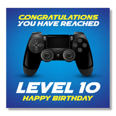 Punkcards 10th Birthday Card - Gamer Birthday Card - Congratulation You Have Reached Level 10 Happy Birthday - Birthday Cards - Age 10th Ten Tenth - Video Gaming Card