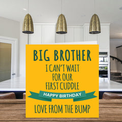 Fun Birthday Cards for Brother - First Cuddle - Happy Birthday Card for Brother from Bump Birthday Gifts, 145mm x 145mm Sibling Greeting Cards Gift for Brother