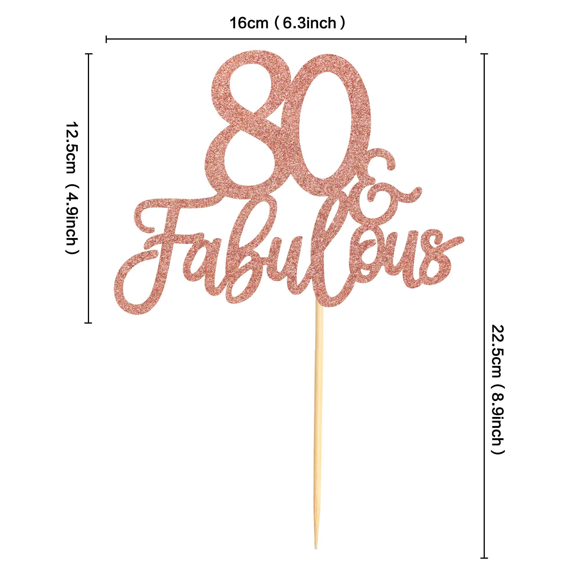 Blumomon 3 Pack 80 & Fabulous Cake Topper Rose Gold Glitter Cheers to Happy 80th Birthday Cake Toppers Eighty and Fabulous Cake Pick Decorations for 80th Wedding Anniversary Birthday Party Supplies