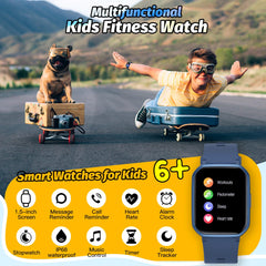 Kids Smart Watch for Boys,IP68 Waterproof Kids Fitness Tracker Watch with 1.5 Inch DIY Face,Heart Rate Sleep Monitor,19 Sport Modes,Calories Counter,Alarm Clock,Great Gifts for Children 6and (Blue)