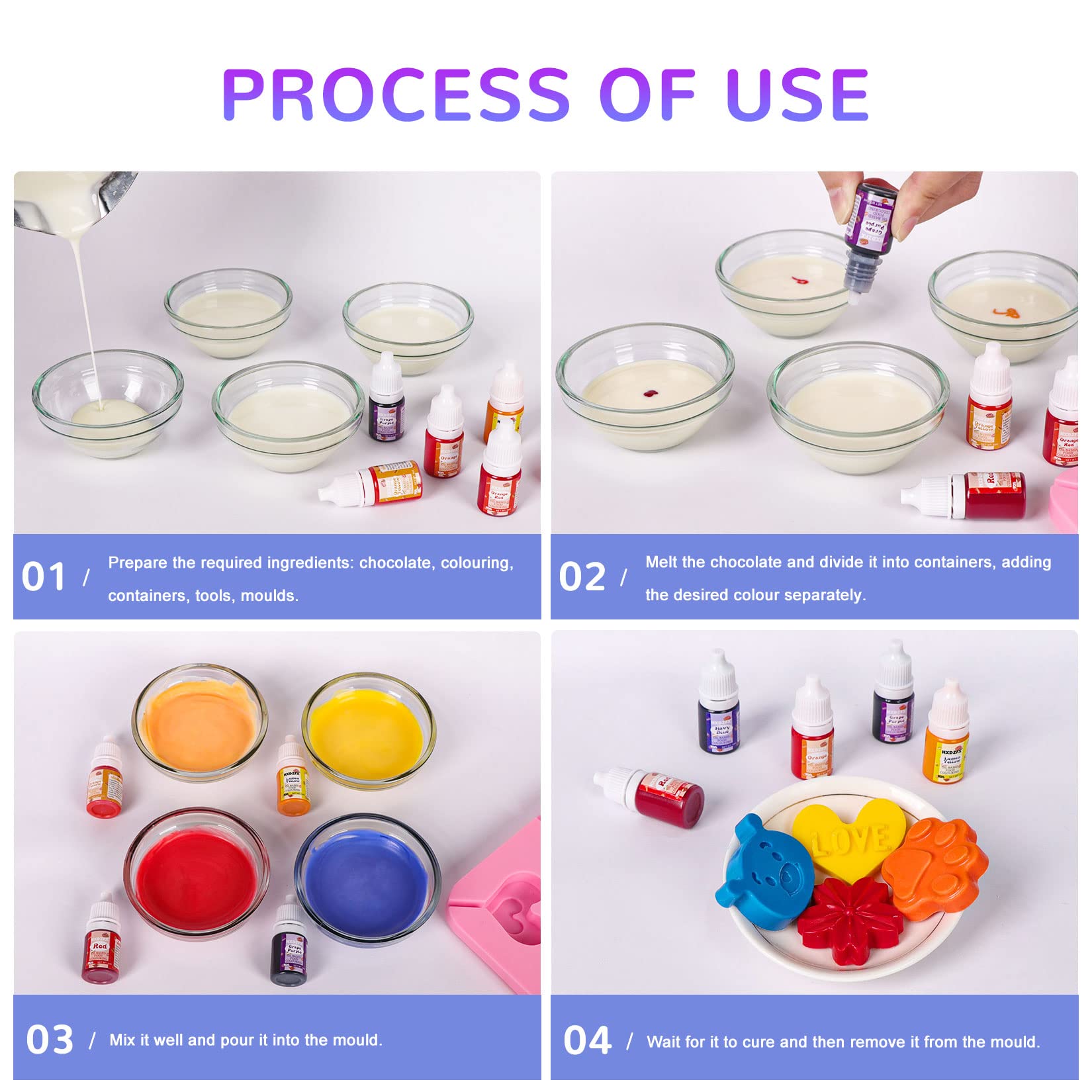 Oil Based Food Colouring - 16 Colours Concentrated Oil Based Food Coloring Set, Food Dye For Cream Cakes, Baked Cake Decoration, Chocolate, Candy, Ice Cream, Doughnuts, Biscuits - (Per Bottle 6ml)