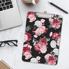 Hnogri Plastic Clipboard A4, Fashion Design A4 Letter Size Clipboards & Forms Holders for Office Supplies Lawyers,School Students and Kids, Low Profile Clip Cute Clipboard Folder, Pink Rose