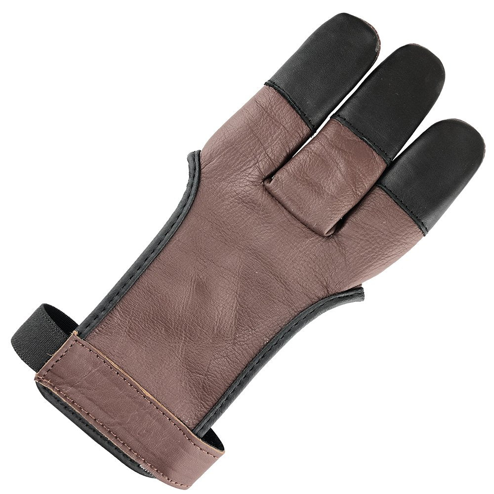 longbowmaker Archery Glove 3 Finger Cow Leather Shooting Protective Gear for Left and Right Hand Archer AG31XL