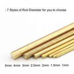 VictorsHome 5mm x 300mm Brass Rods, Round Solid Shaft Lathe Bar for DIY Crafts RC Aircraft Model Car 10pcs