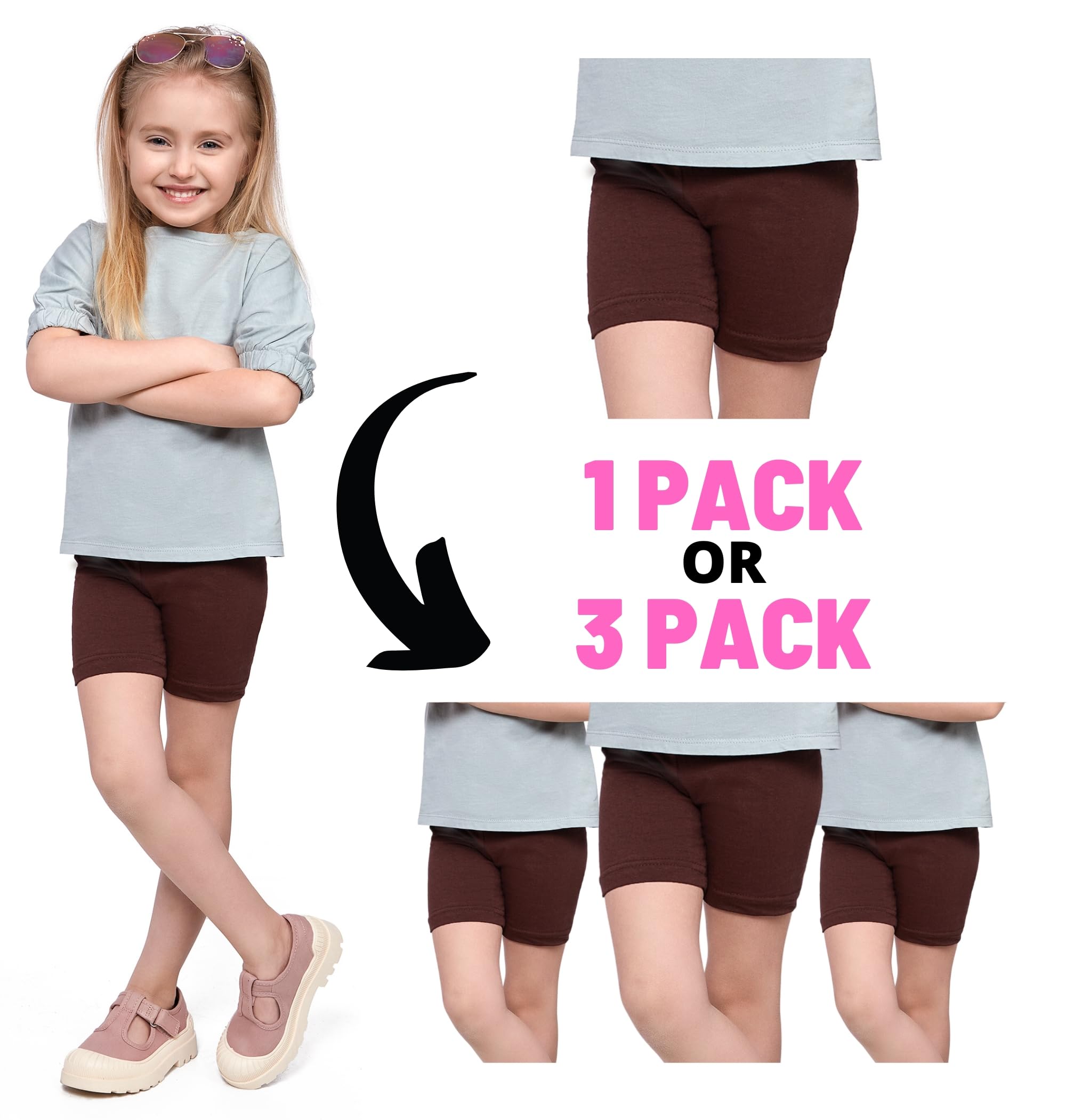 hi!mom School Short Leggings for Girls Cotton Rich 1/2 Length Shorts for School Uniform I Over-Knee Baby Kids Cotton Legggings Dancing School Elastic Soft Short Pants, 2-13 Years Red