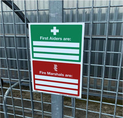 Promote First Aid and Fire Safety with First Aiders Are Fire Marshals Are Sign - A5 1mm Rigid Plastic - Ensure Emergency Safety in Your Workplace (Pack of 3: A5-210 x 148mm)