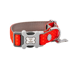 HUGO & HUDSON Nylon Dog Collar with Quick Release Safety Buckle, Red & Coral Polka Dot, XS