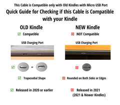 6ft USB to Micro-USB Cable Designed for Older Fire Tablets and Kindle E-Readers (NOT for Newer Fire Tablets, See Product Image & Compatibility List Below)
