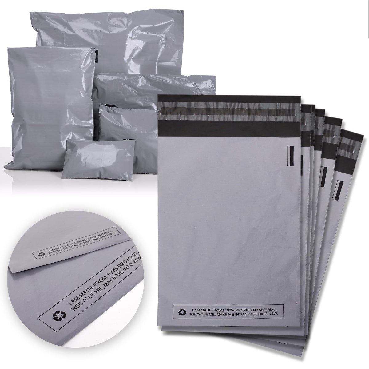 Sabco - 100 Mailing Bags 4.5 x 7 inches – Self Adhesive, Waterproof and Tear-Proof Postal Bags – Small Sized Grey Plastic Mailing Mail Post Postage Plastic Bags (4.5 x 7 inches, 100)