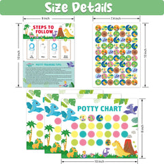 Potty Training Reward Chart, KAMHBE 10 Sheet Potty Training Chart for Toddlers Boys Girls - Dinosaur Potty Chart with Stickers Toilet Training Reward Chart Develop Toileting Habit (Dinosaur)