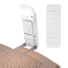 Runesol White Reading Light, 5 LED Rechargeable Book Light Clip On, 3 Eye Protecting Modes for Reading at Night and Books in Bed, USB 80 Hours Charge, Portable Reading Lamp for Bookworms, Travel