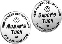 Funny Decision Coin for New Parents，Gifts for Mum Dad，Newborn Baby Gifts，Flip Coin Decision，Mother's Day, Baby Shower Gift，Funny,Birthday,Anniversary,Stainless Steel