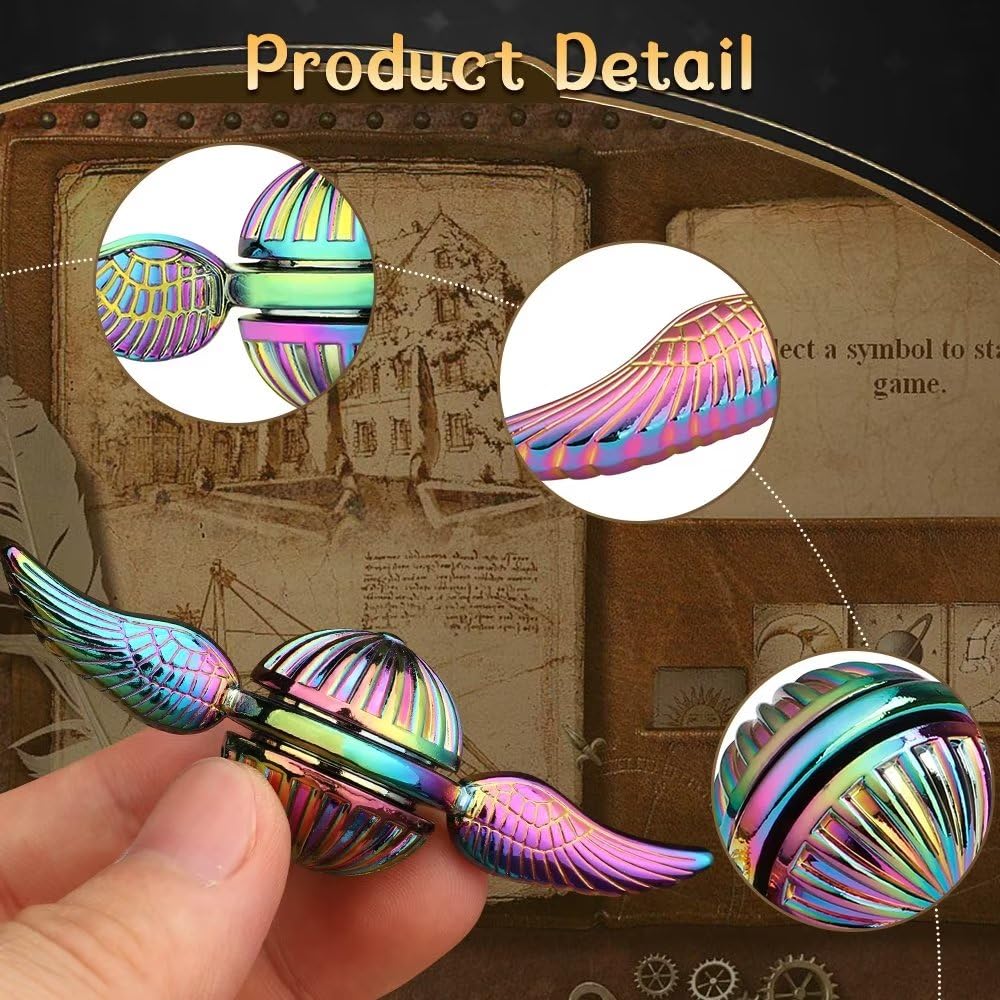 Magic Orb Fidget Spinner Kinetic Desk Toys for Stress Relief, Rainbow Metal Hand Power Fidget Ball Sensory Toy for Kid Adult, Fidget Toy Gift Cake Decoration for Fans of Magical World