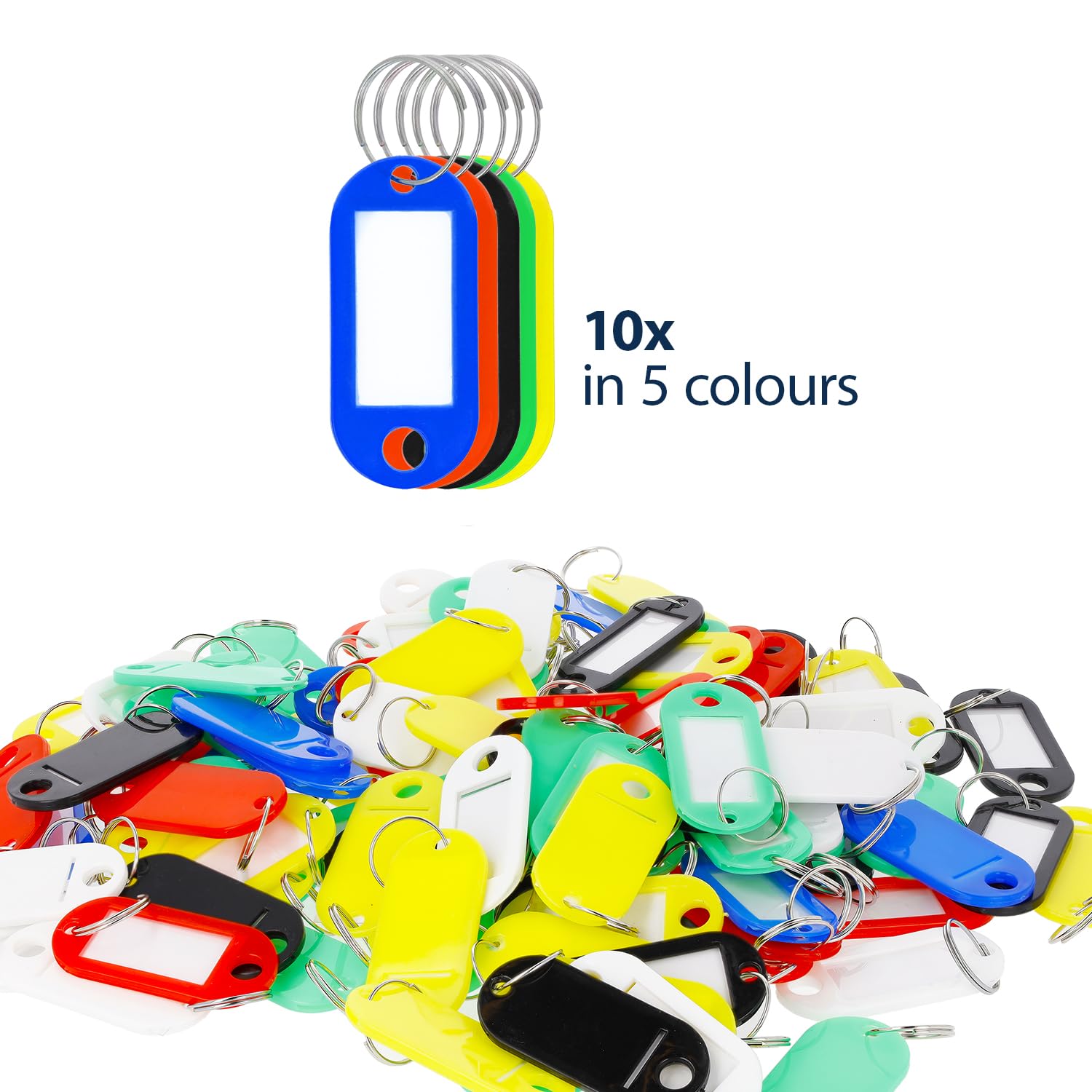 Westcott Key Tags 10 Pieces   10 Pack of Robust Tags for Labelling Keys with Exchangeable Labels   with Metal Ring and in Five Colours   E-10655 00