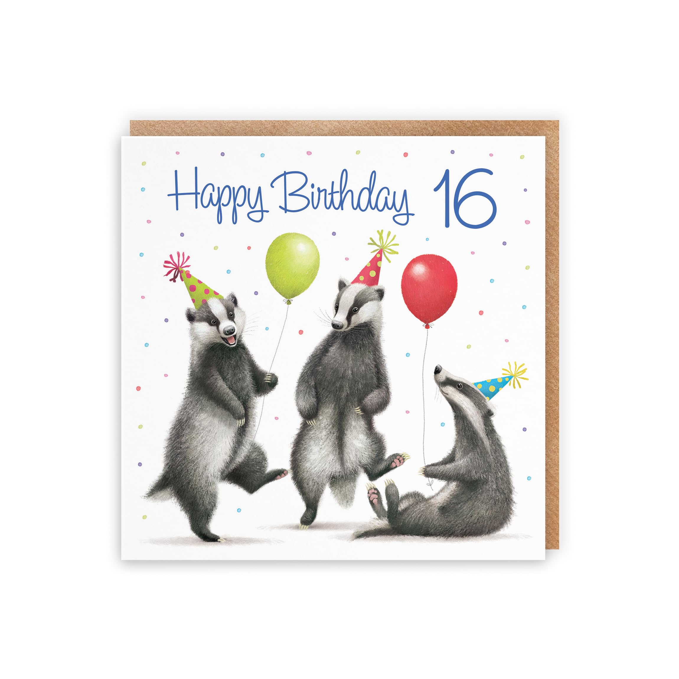 Hunts England - Badgers Funny 16th Birthday Card - Milo's Gallery - Age 16 Wildlife Birthday Card - Birthday Card For 16 Year Old Animal Fan - Age Sixteen - For Him, Her