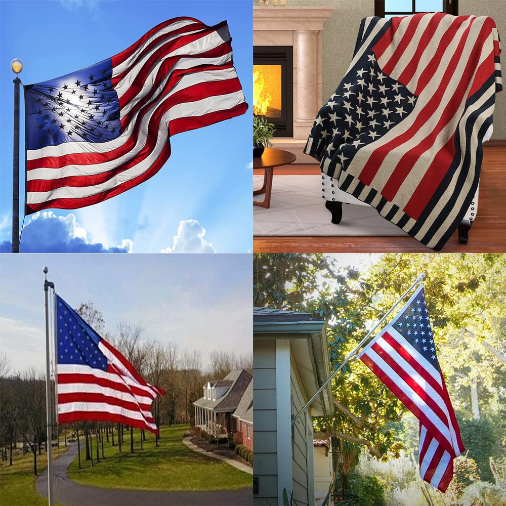 5x3Ft American US Flag, Durable American Stars & Stripes Flag with 2 Metal Eyelets Used Indoor/Outdoor, Bright Color The United State National Flag Decorated in Sporting Events, Parties, Parade