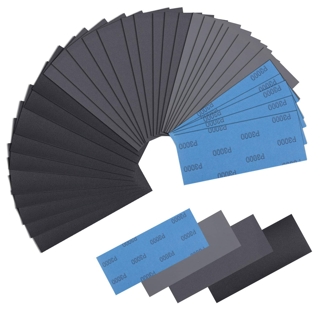 Wet and Dry Sanding Paper,Hoiny 30-Sheet 120 to 5000 Sandpaper,9 * 3.6 inchesAbrasive Paper Sheets Black High Grit Sanding Paper for Wood Furniture Finishing, Metal Sanding and Automotive Polishing.