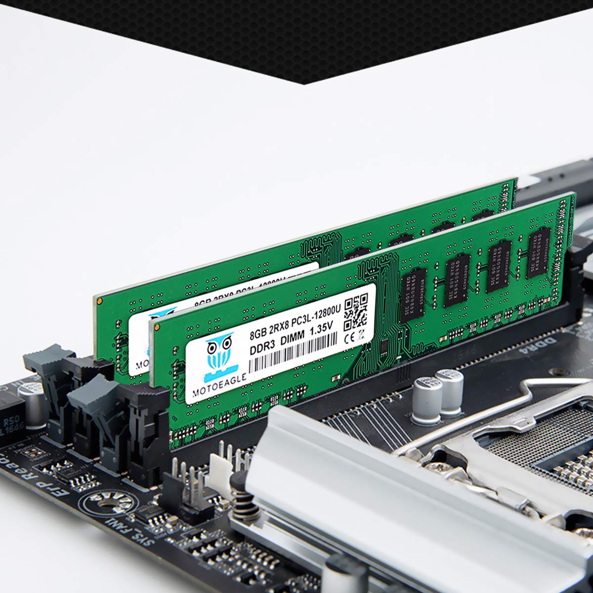 PC3 PC3L 12800U DDR3 DDR3L 1600 MHz 16GB Kit (8GBx2) UDIMM RAM 2Rx8 1.35V/1.5V 240-Pin Non-ECC Unbuffered Dual Rank Desktop Memory