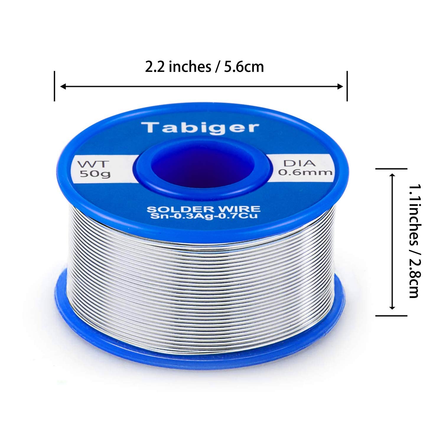 Tabiger 0.6mm Lead Free Solder Wire with Rosin Core for Electrical Soldering and DIY (Net 50g)