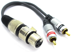 VITALCO XLR Female to 2x RCA Male Adapter 3 PIN Microphone to Double RCA Plug Cable