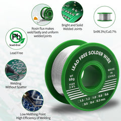 Meccion Solder Wire 1.0mm 30g Lead Free Soldering Wire Sn99.3 Cu0.7 with Rosin Core Tin Wire for Electronic Electrical Soldering Components Repair and DIY