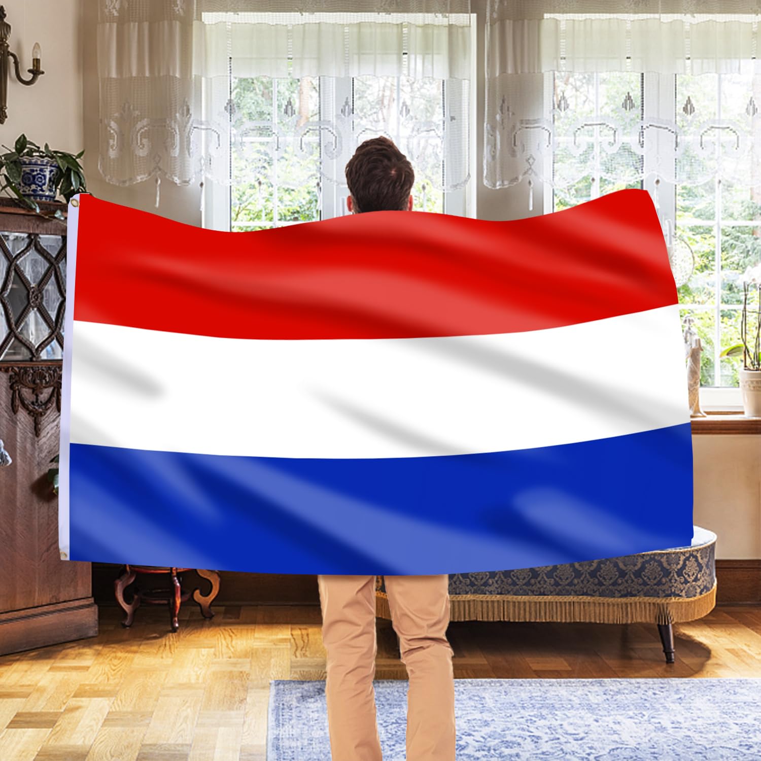 AhfuLife 1Pcs Netherlands Flag 5ft x 3ft for 27th April Party Decorations, Dutch Flag Holland Flag Double Side with Brass Eyelets for Dutch Royal Family Celebrations, Kings Day