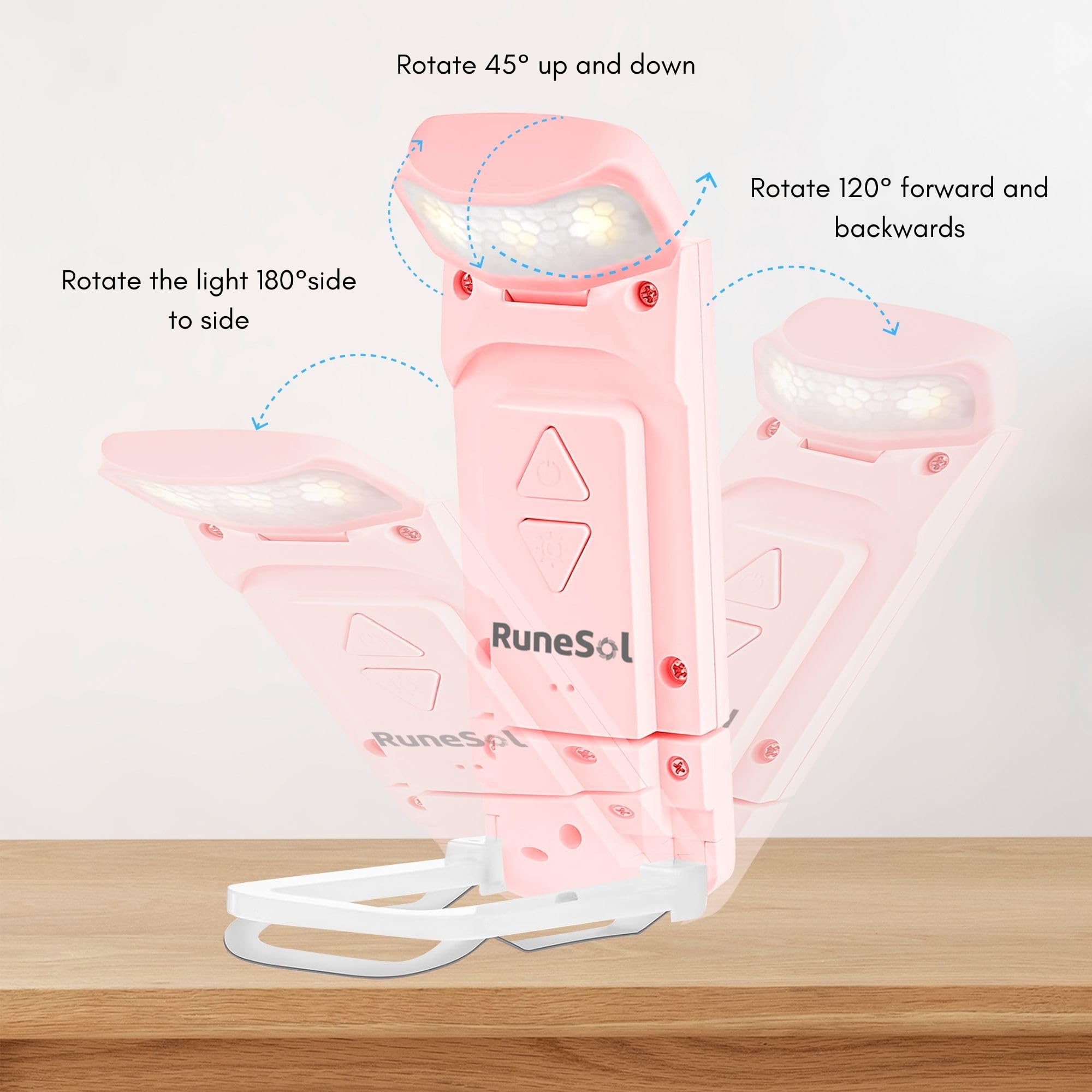 Runesol Pink Reading Light, 5 LED Rechargeable Book Light Clip On, 3 Eye Protecting Modes for Reading at Night and Books in Bed, USB 80 Hours Charge, Portable Reading Lamp for Bookworms, Travel