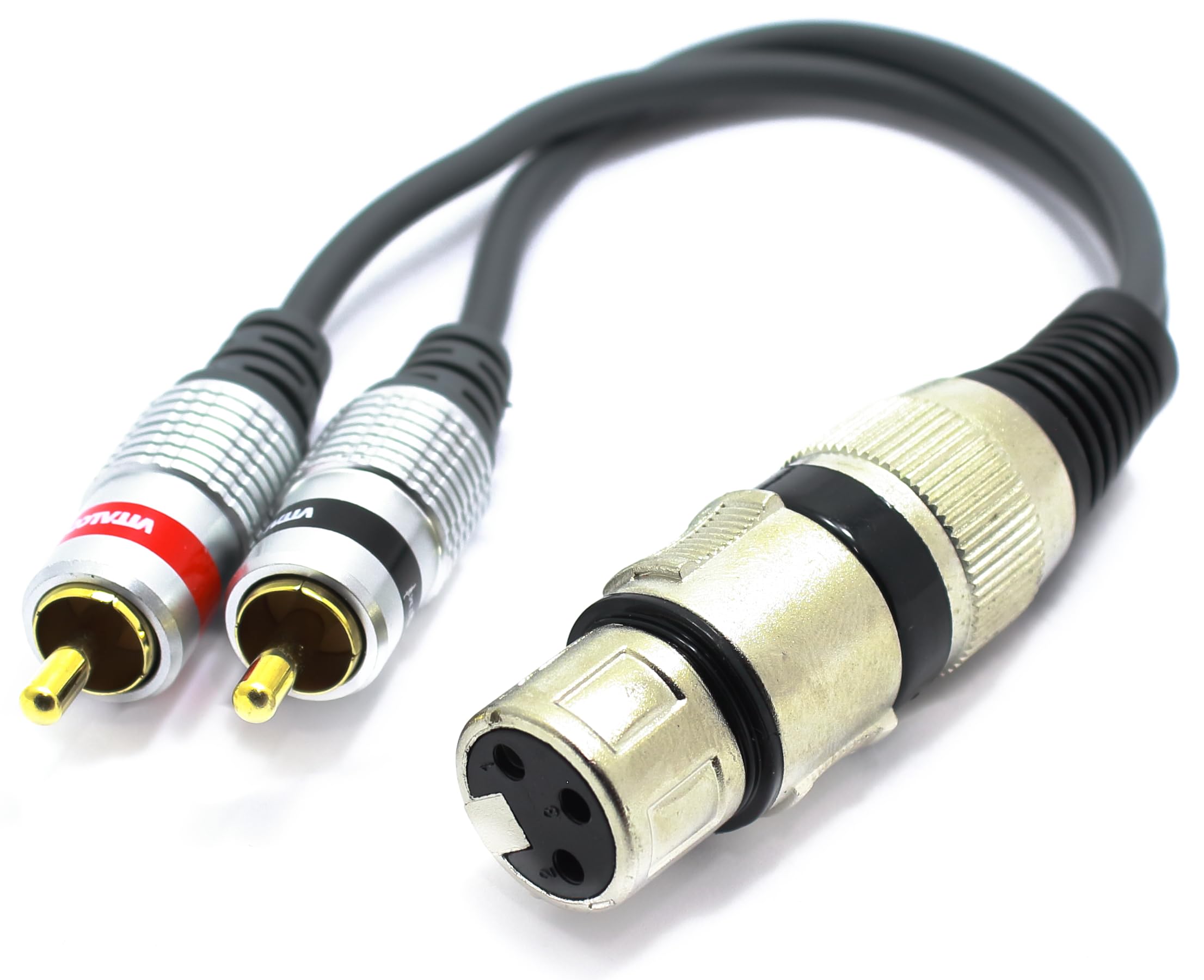 VITALCO XLR Female to 2x RCA Male Adapter 3 PIN Microphone to Double RCA Plug Cable