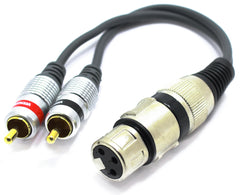 VITALCO XLR Female to 2x RCA Male Adapter 3 PIN Microphone to Double RCA Plug Cable