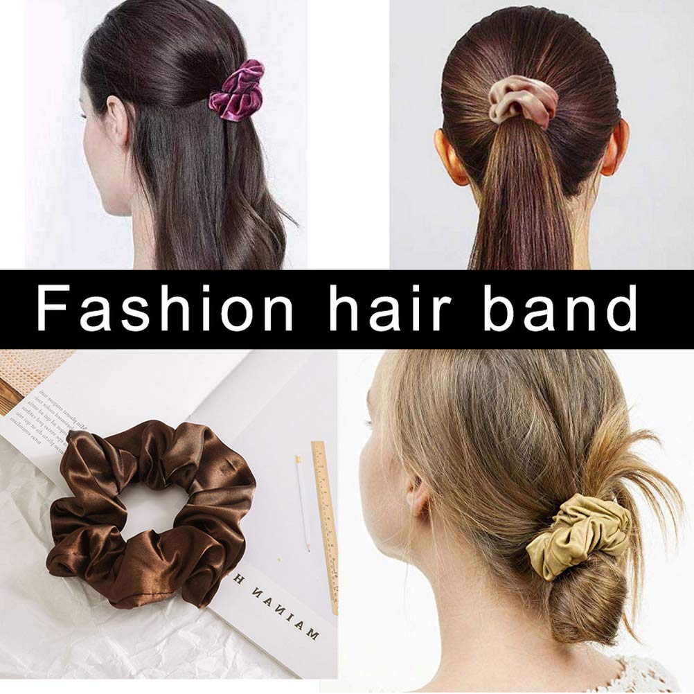 nuoshen 6 Pieces Hair Scrunchies, Satin Elastic Soft Hair Ties Scrunchy Hair Bands for Girls and Ladies