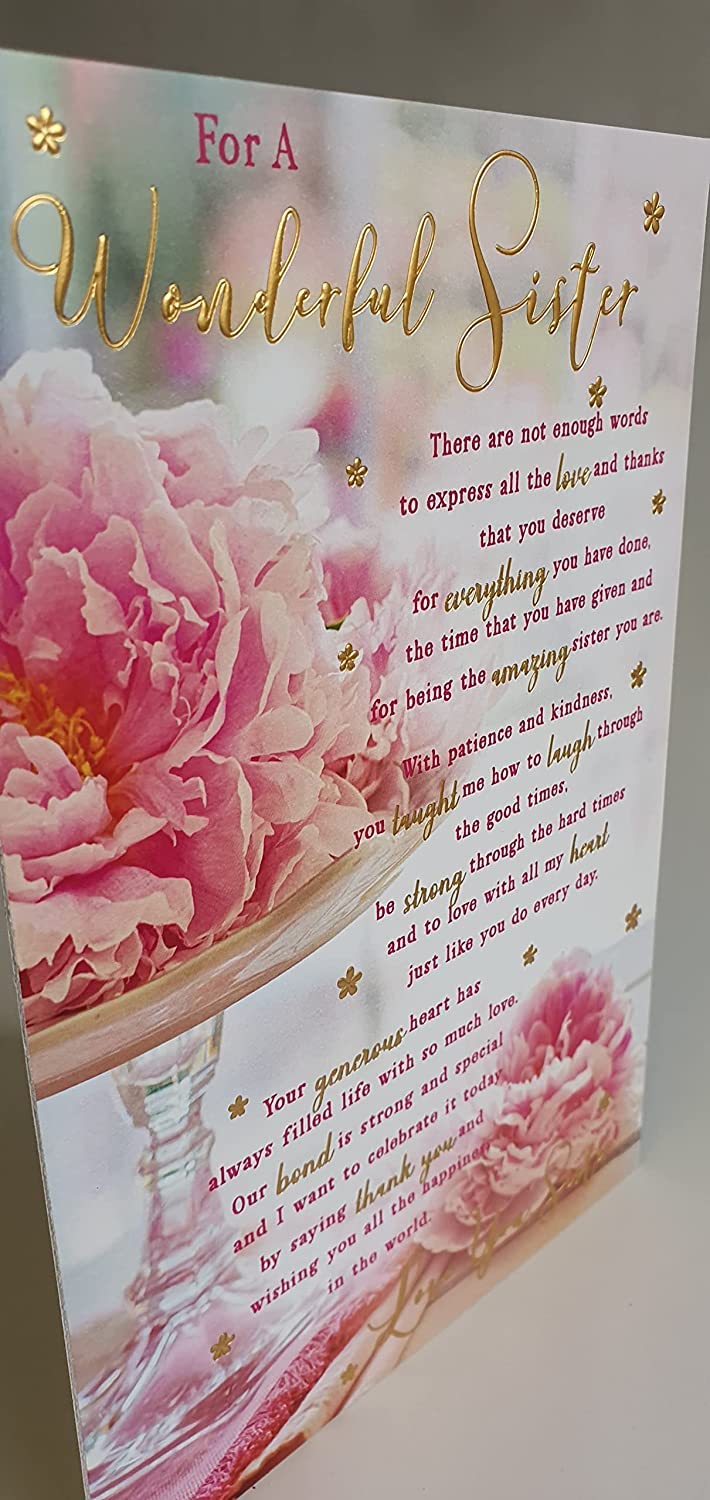 for A Wonderful Sister Birthday Card - 6 inches X 9 inches