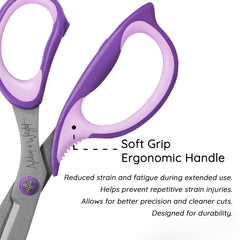 Ashton and Wright - Precision SG - Soft Grip Scissors for Office, Home, Kitchen, and Craft - 210mm / 8” - Steel Blades (Purple, Right Handed)